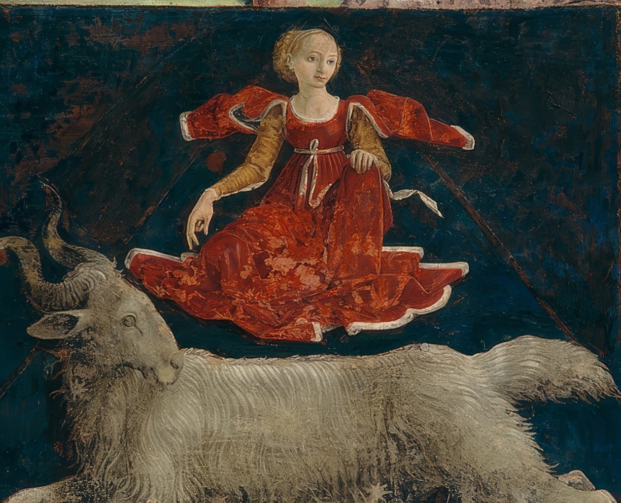 Oinas, maaliskuun horoskooppi. 1469/70 tekijältä Francesco del Cossa