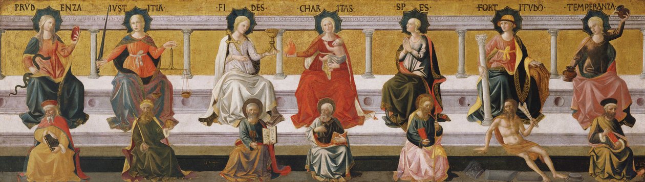 Seitsemän hyvettä, n. 1450 tekijältä Francesco di Stefano Pesellino