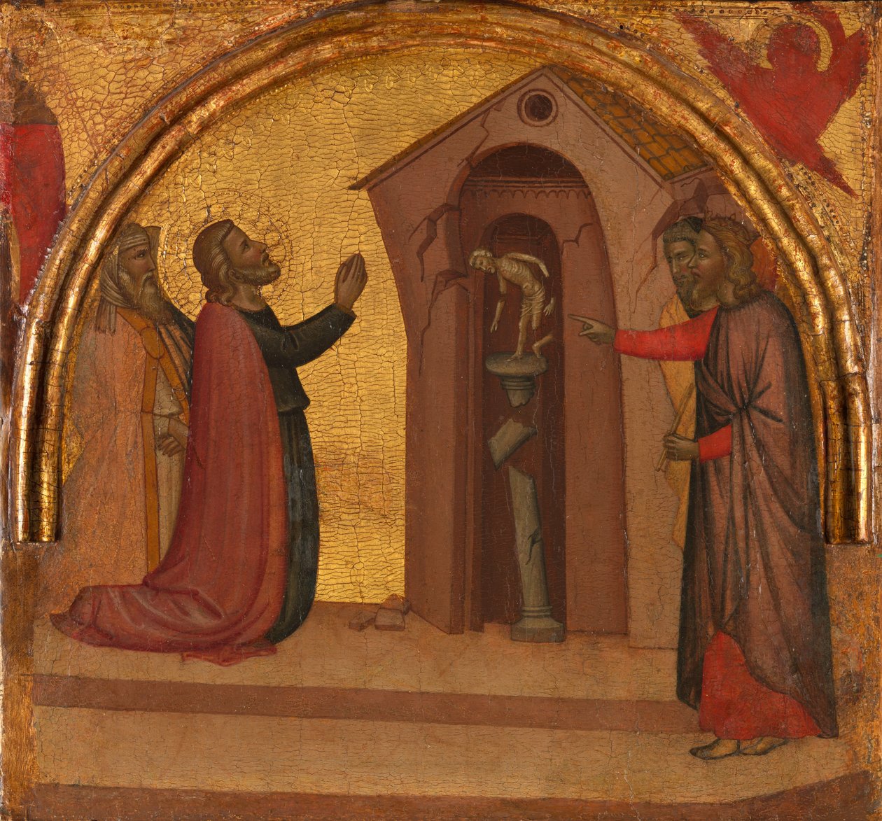 Pyhä Johannes evankelista kaataa pakanallisen temppelin, n. 1370. tekijältä Francescuccio Ghissi