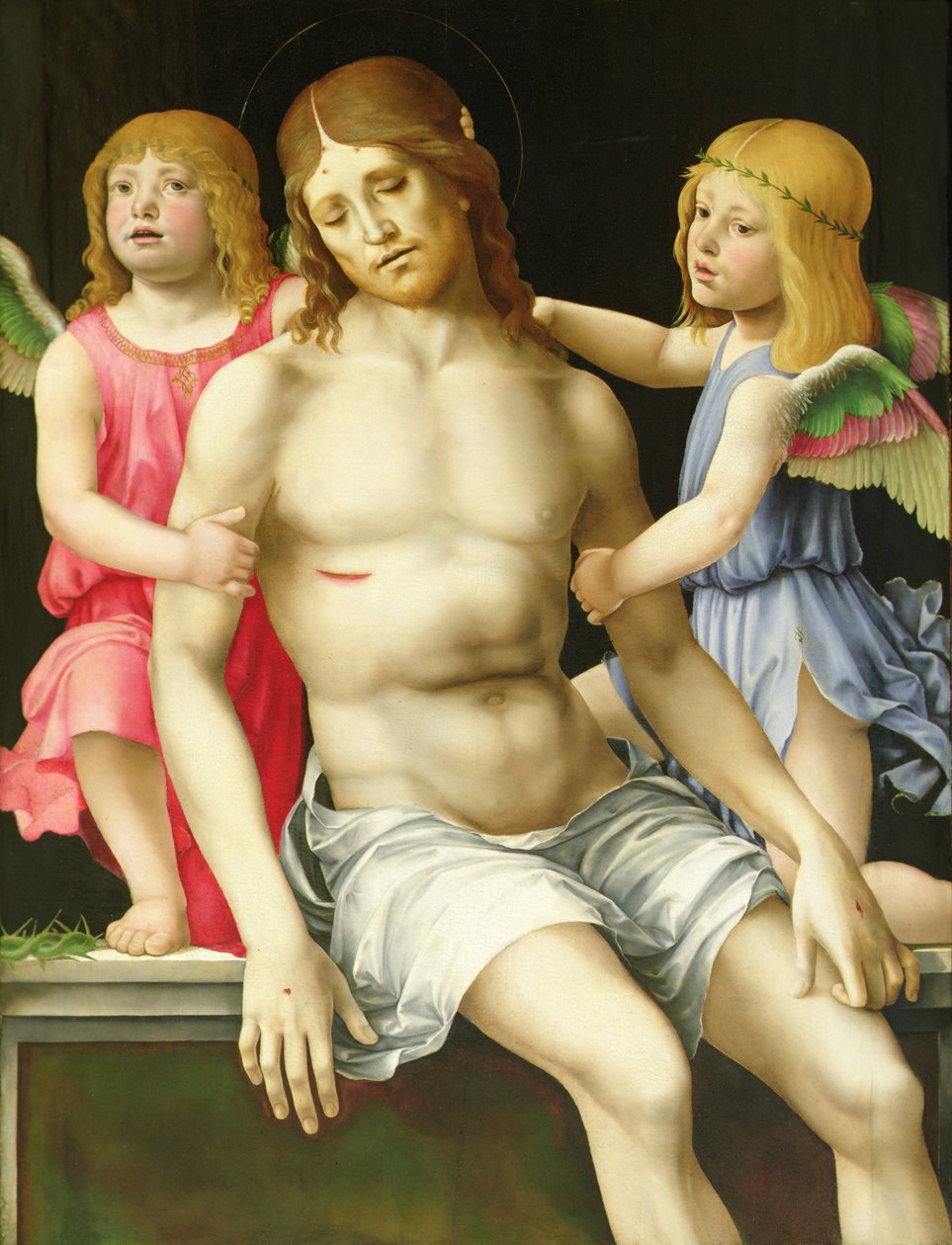 Deposició (Crist mort entre àngels), c.1490 (oli sobre panell)fins tekijältä Francia