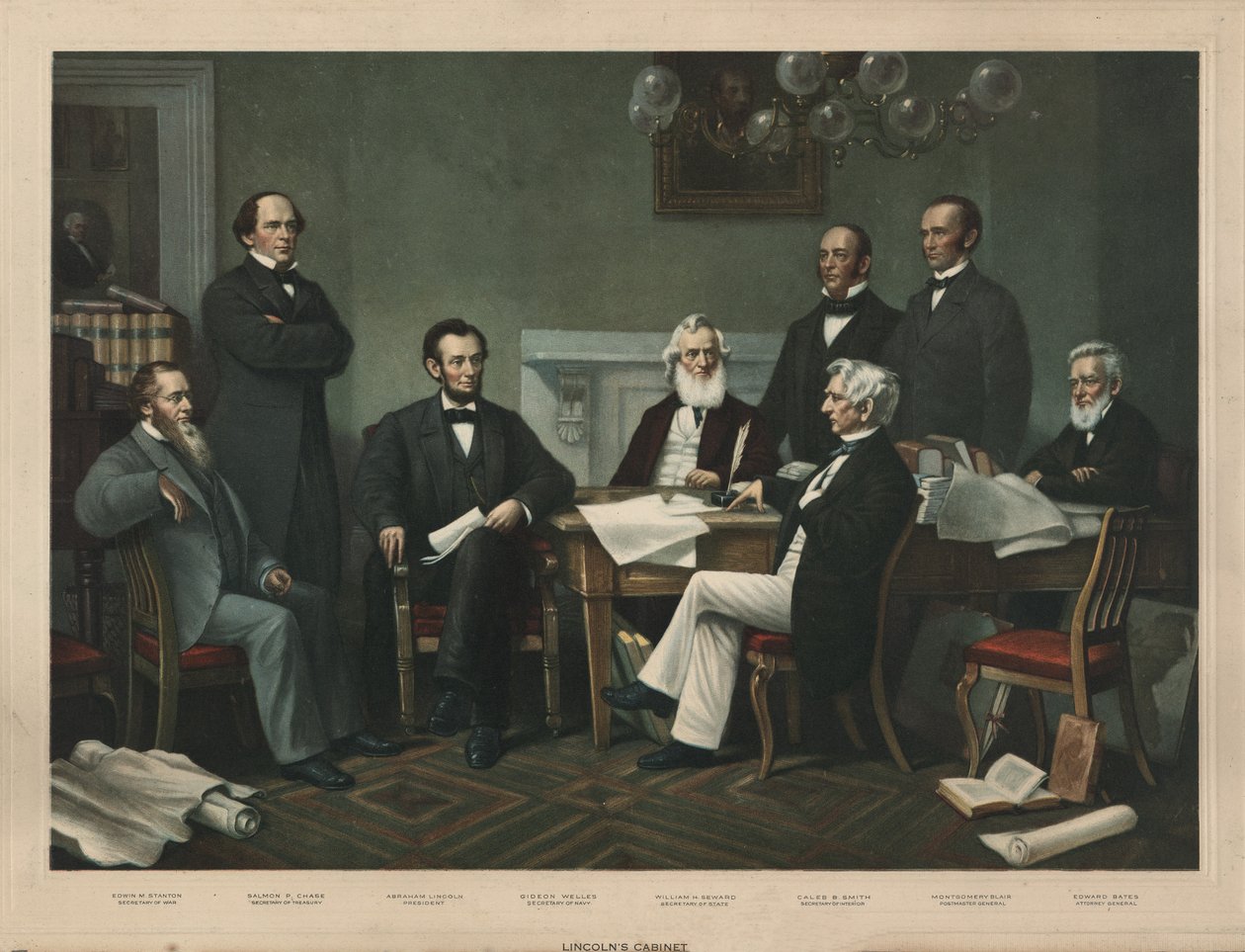 Lincolnin kabinetti, pubi. 1865 tekijältä Francis Bicknell Carpenter