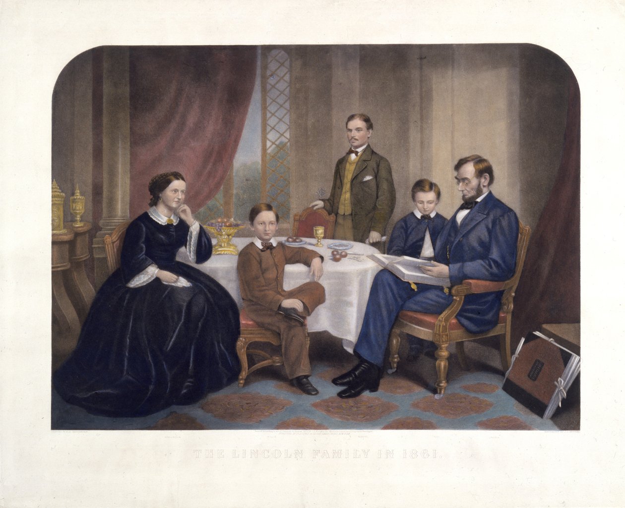 Lincolnin perhe vuonna 1861, kaiverrus J.C. Buttre (1821-93), 1872 tekijältä Francis Bicknell Carpenter