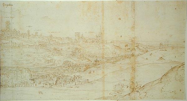 Näkymä Segoviasta, 1500-luku (kynä ja muste paperille) tekijältä Francis Bicknell after Carpenter
