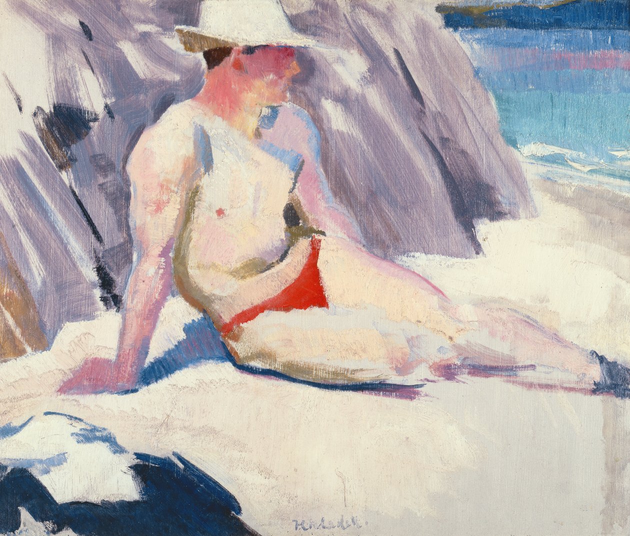 Auringonpalvoja rannalla, Iona, 1928 tekijältä Francis Campbell Boileau Cadell
