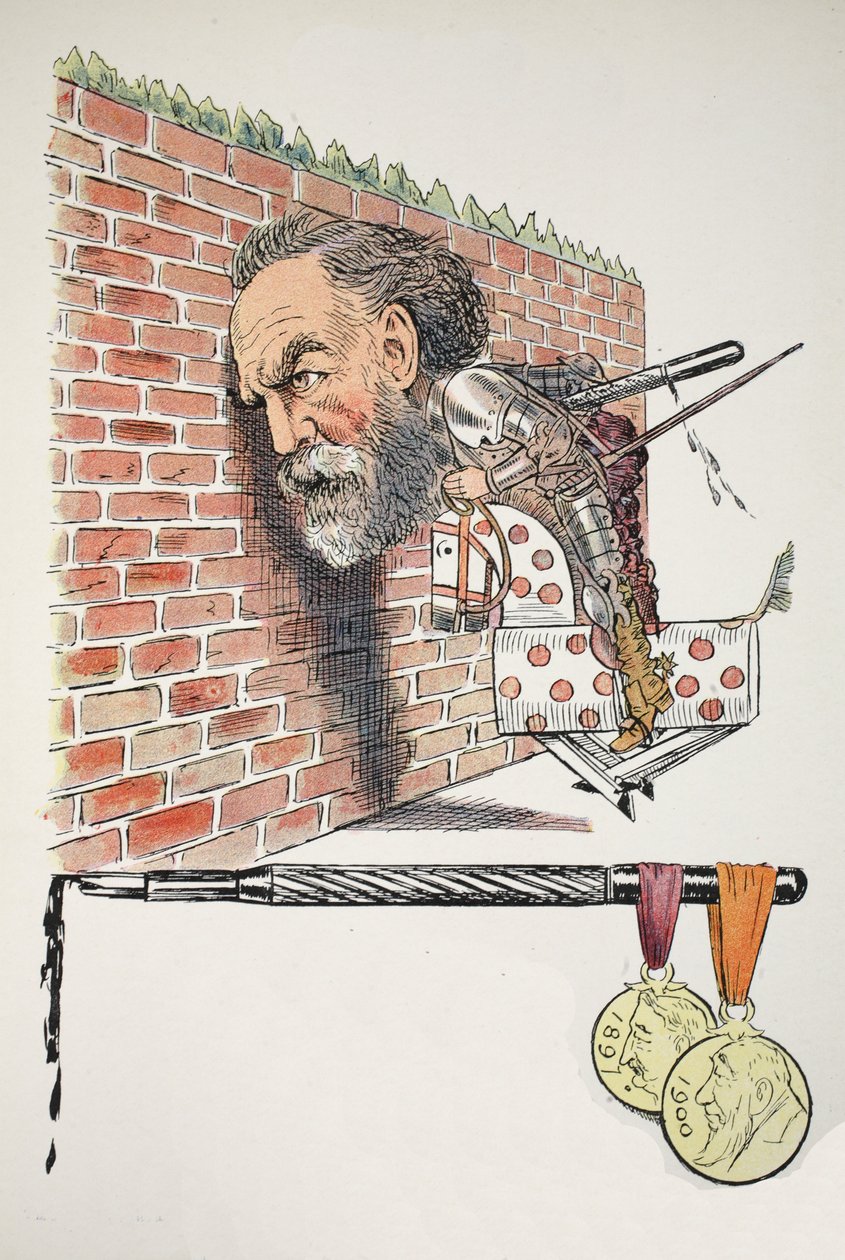 Pushing Q, kuvitus The Struwwelpeter Alphabetista, säe Harold Begbie (1871–1929) tekijältä Francis Carruthers Gould