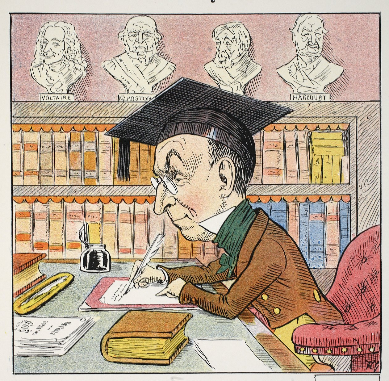 M Pyrean, kuvitus The Struwwelpeter Alphabetista, säe Harold Begbie (1871–1929) tekijältä Francis Carruthers Gould