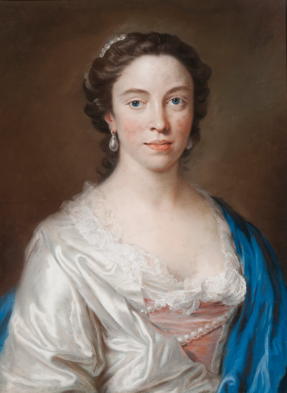 Mary Thorntonin muotokuva (pastelli paperille) tekijältä Francis Cotes