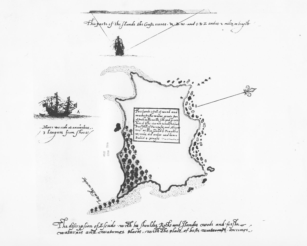 Francis Draken kuvaus Isla Escudo de Veraguasista tekijältä Francis Drake