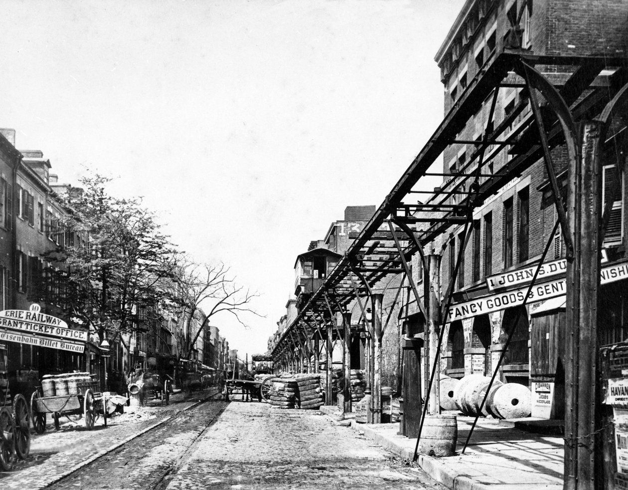Elevated Railroad, New York, noin 1860-70-luvut tekijältä Francis Frith
