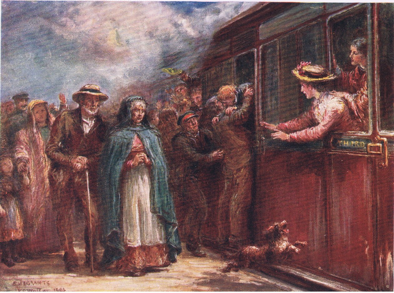 Pois Amerikkaan, Adams & Charlesin julkaisemasta Peeps at Many Lands: Ireland -julkaisusta, 1909 tekijältä Francis S. Walker