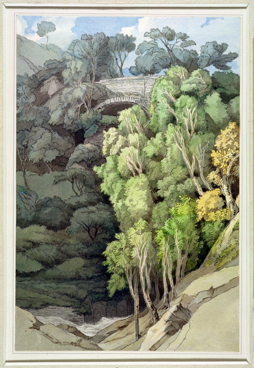Paholaisen silta, 1810 (wc kynällä ja musteella grafiitin päällä) tekijältä Francis Towne