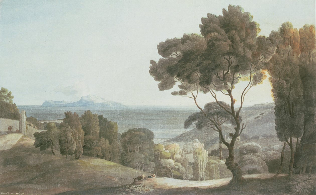 Italialainen maisema, näkymä Caprille, 1784 tekijältä Francis Towne
