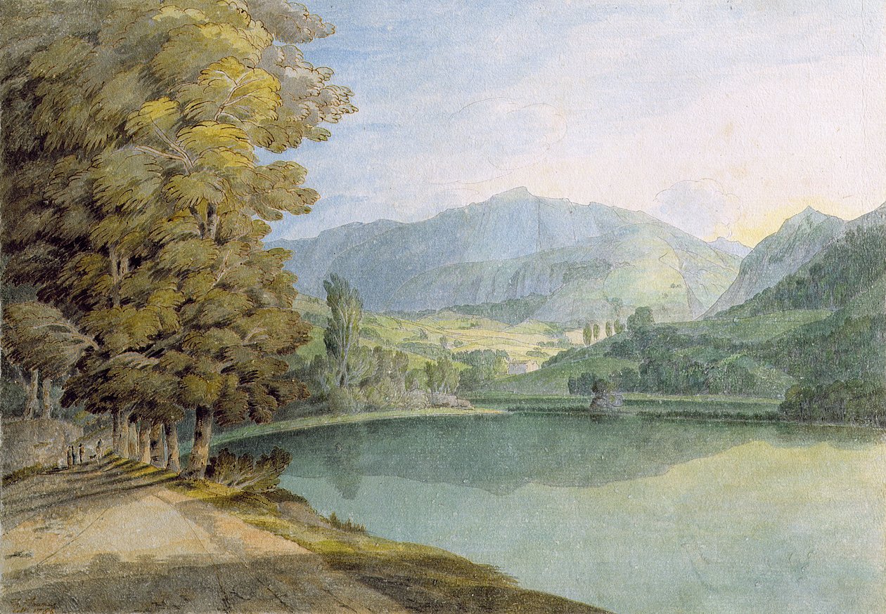 Rydal Water (kynä ja muste wc:llä paperilla) tekijältä Francis Towne