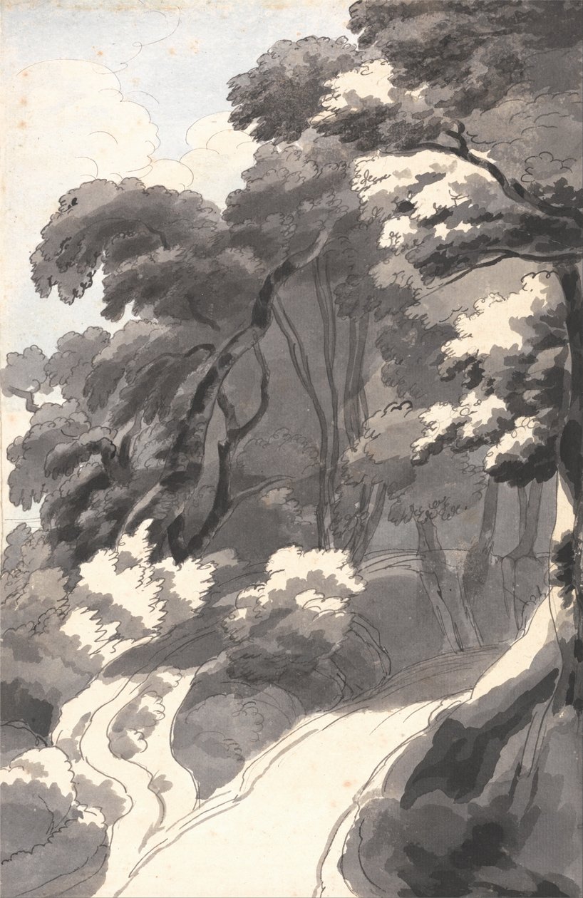 Chestnut Grove, lähellä Rocca del Papaa lähellä Albanojärveä tekijältä Francis Towne