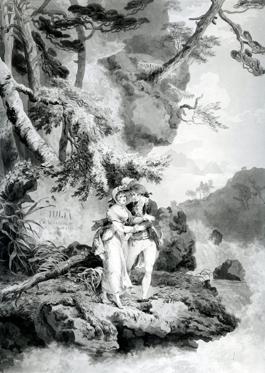 St Preux ja Julia, 1786 (kynä ja muste wc:llä) tekijältä Francis Wheatley