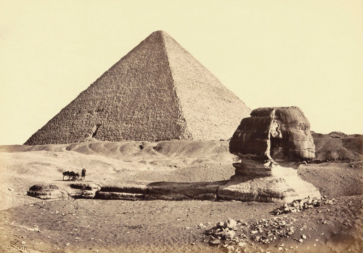 Gizan suuri pyramidi ja sfinksi, Egypti. 1800-luvulla. tekijältä Francis (after) Frith