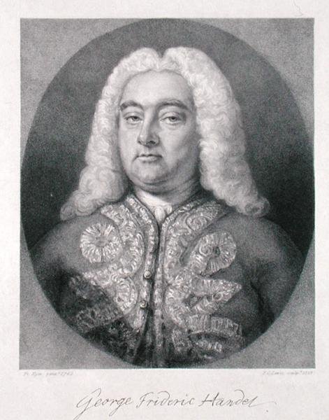 George Frederick Handel (1685-1759) kaiverrus Frederick Christian Lewis I (1779-1856) 1828 (kaiverrus) tekijältä Francis (after) Kyte