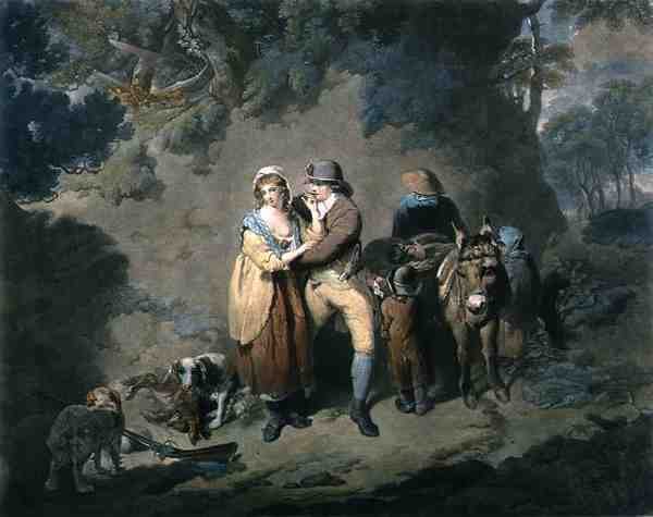 The Amorous Sportsman, kaiverrus Charles Hodges (1764-1837), pub. kirjoittanut J.R. Smith tekijältä Francis (after) Wheatley