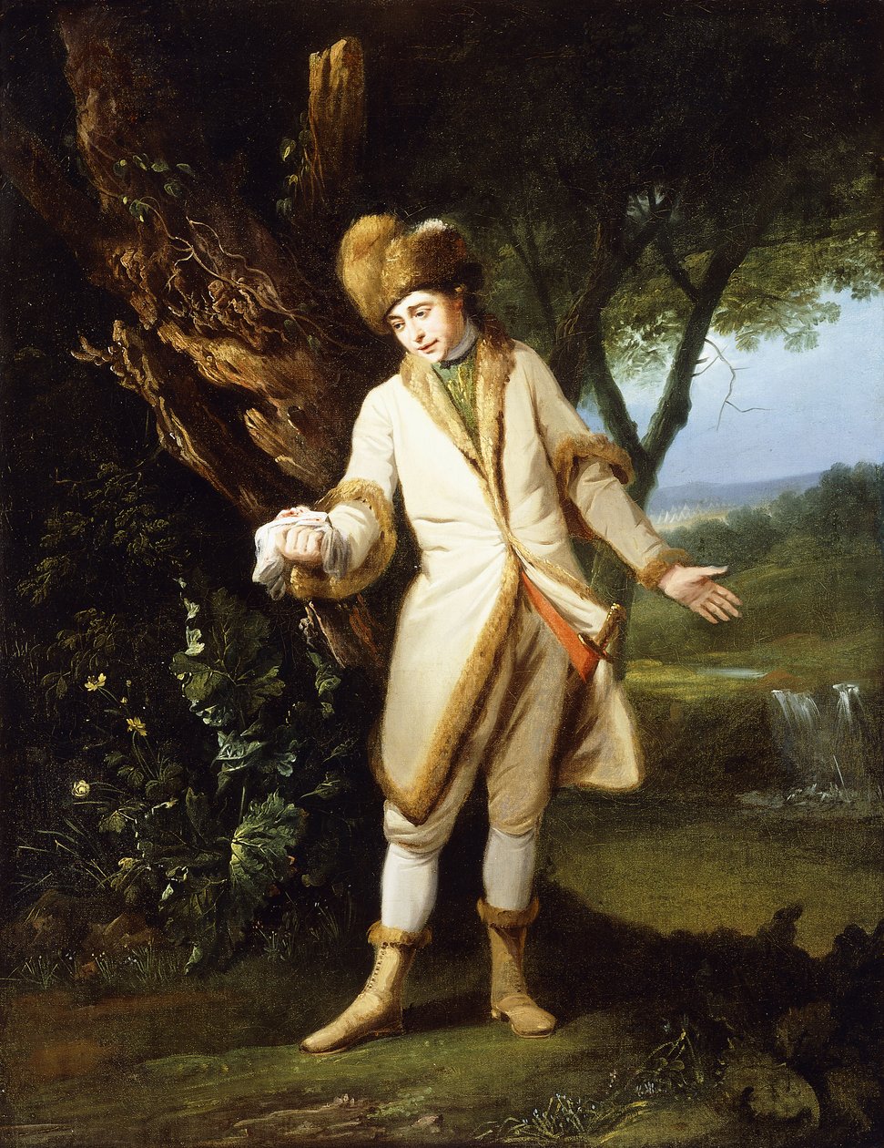 Näyttelijän William Powellin (1735-1769) muotokuva "postuumina" Cymbeline Act V, I kohtaus tekijältä Francis (attr. to) Wheatley
