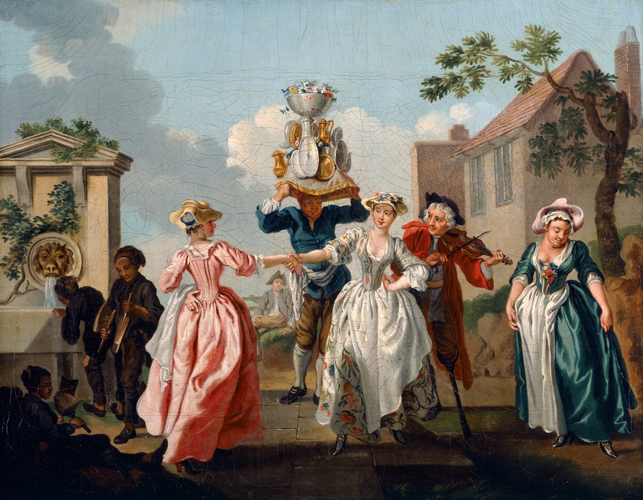 Dia de Maio, ou Guirlanda da Donzela do Leite, c.1743 (óleo sobre tela) finlandês tekijältä Francis (studio of) Hayman