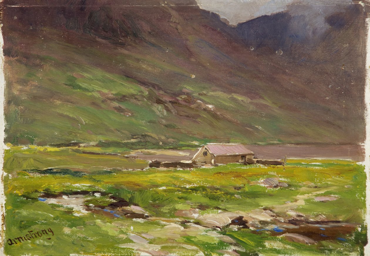 Ogwen-järvi (öljy paneelissa) tekijältä Francis Abel William Taylor Armstrong