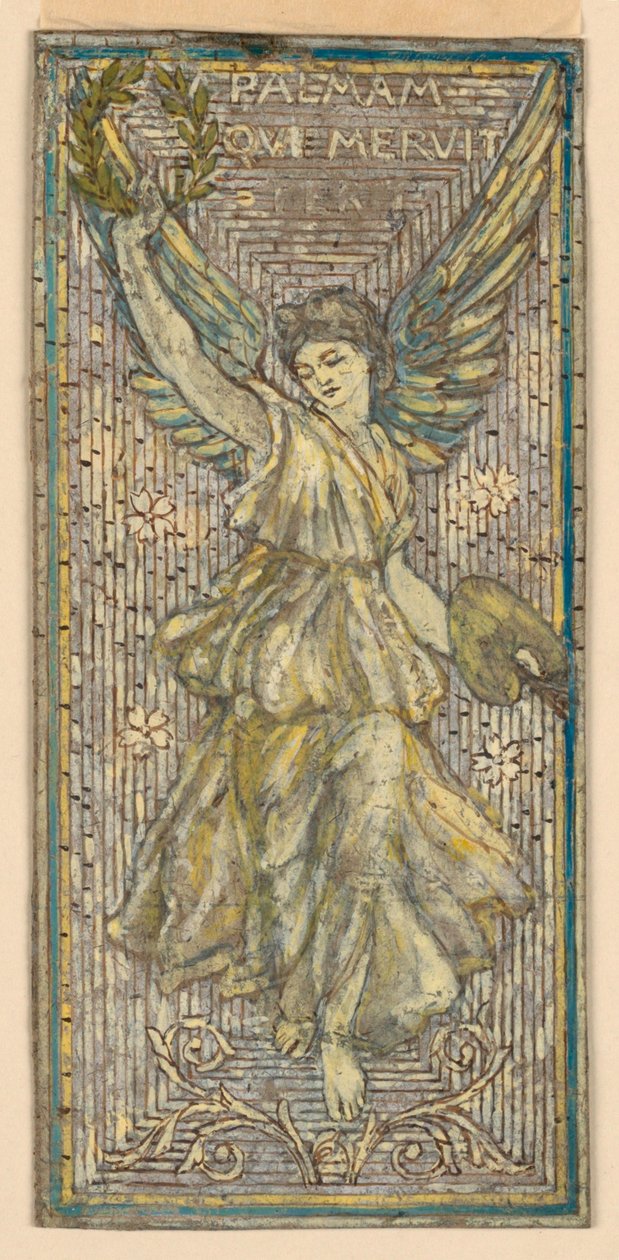 Suunnittelu mosaiikki- tai lasimaalaukseen maalarin kunniaksi ("Palmam Qui Meruit Ferat") tekijältä Francis Augustus Lathrop