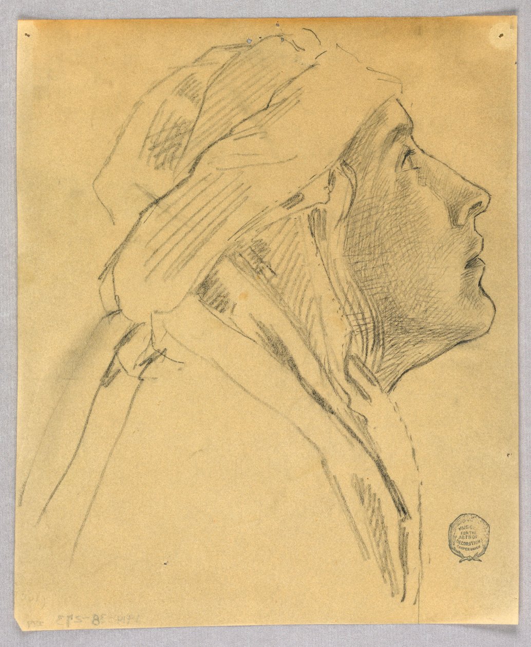Luonnos naisen päästä tekijältä Francis Augustus Lathrop
