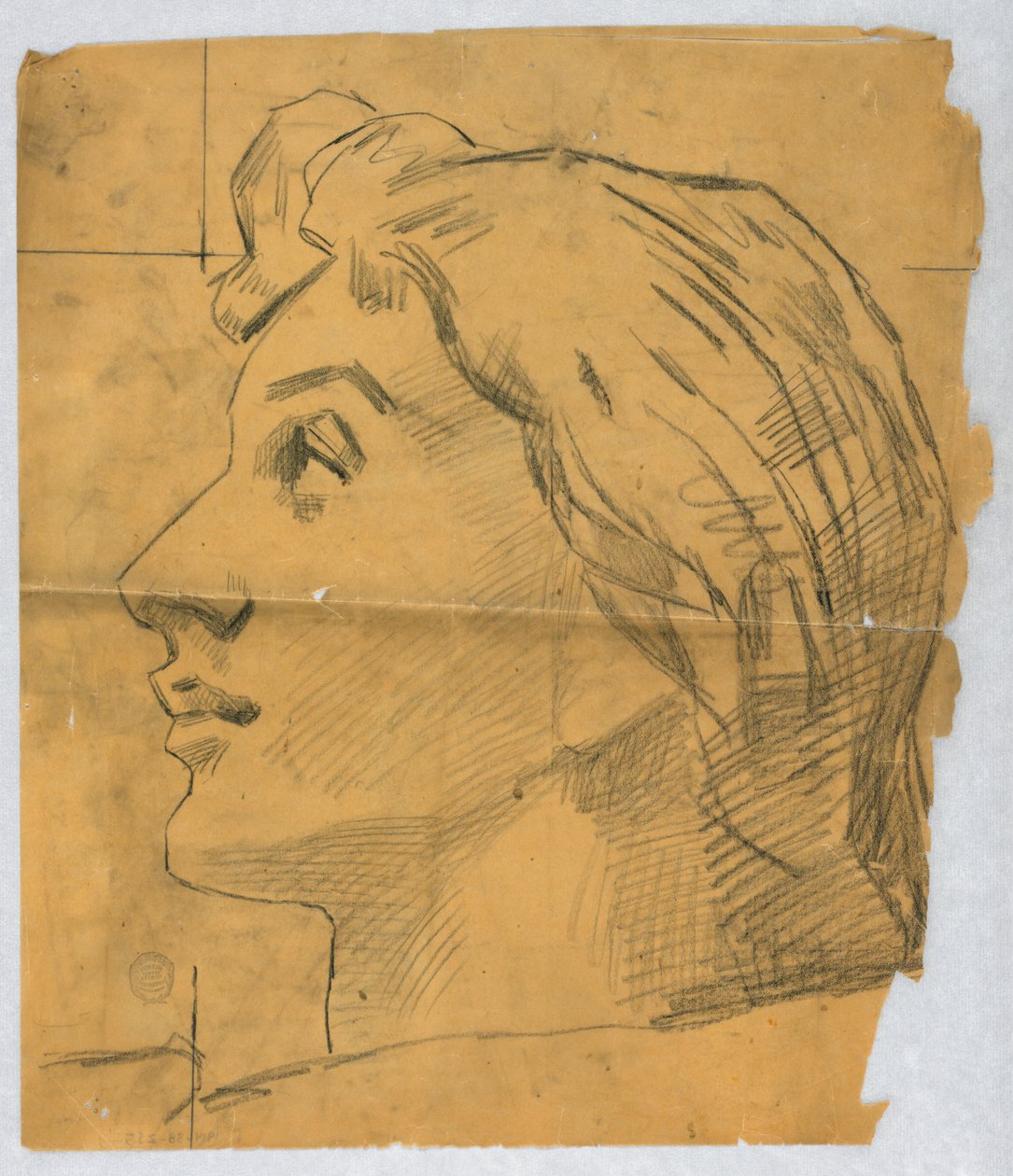 Luonnos naisen päästä tekijältä Francis Augustus Lathrop