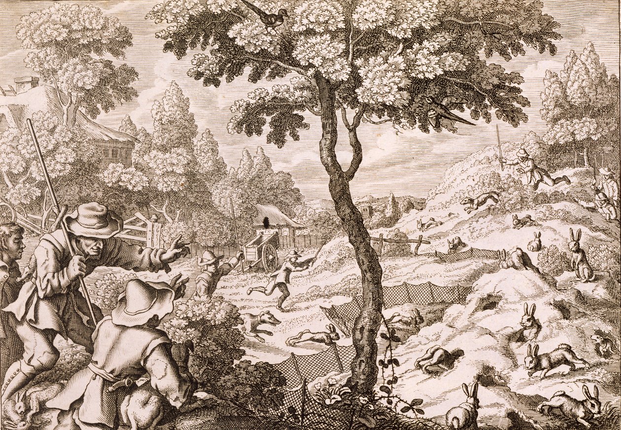 Cony Catching, kaiverrus Wenceslaus Hollar, 1671 tekijältä Francis Barlow