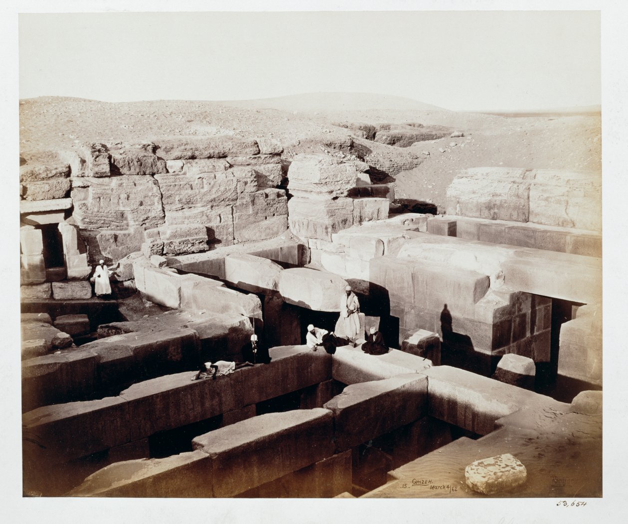 Kaivettu temppeli Sfinksin juurella, Giza, Egypti, 4. maaliskuuta 1862 tekijältä Francis Bedford