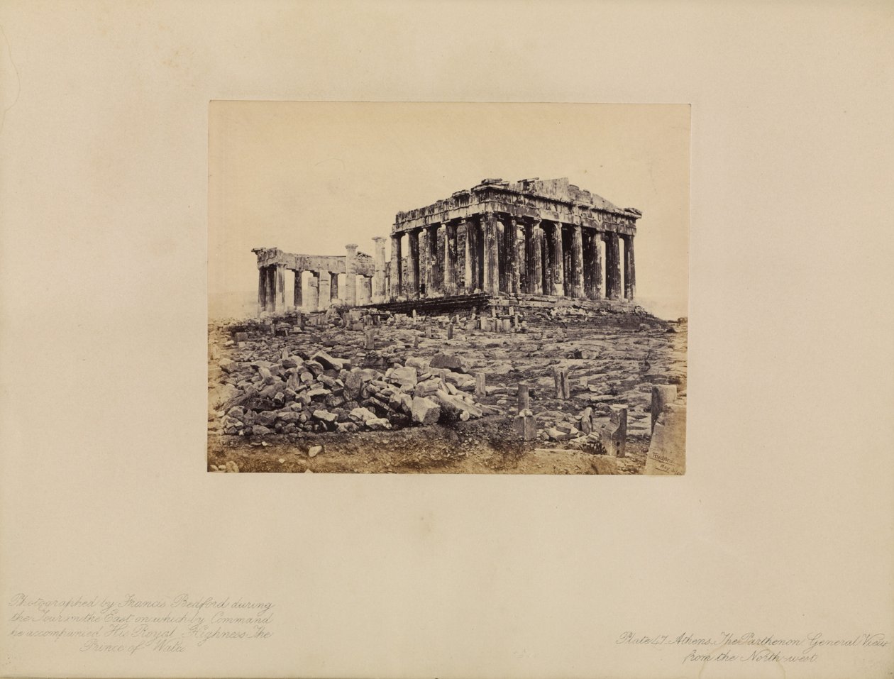 Ateena - Parthenon, yleisnäkymä luoteesta päin tekijältä Francis Bedford