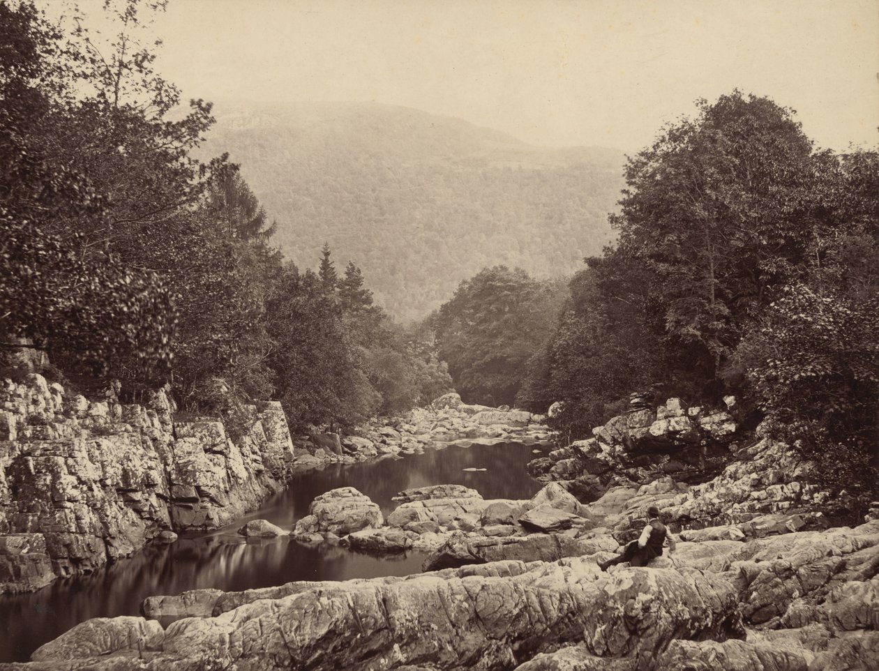Llugwy-joella, Betws-y-Coedin kaivostyöläisten sillalla, 1860 (kuva). tekijältä Francis Bedford