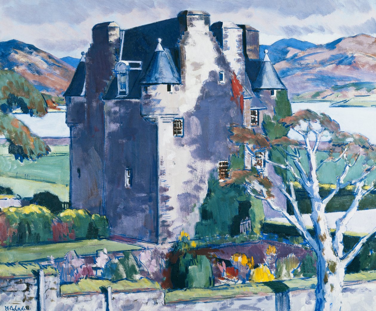 Barcaldinen linna, Argyll, n. 1928 (öljy kankaalle) tekijältä Francis Campbell Boileau Cadell