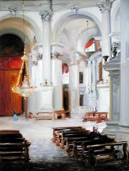 Saluten sisätilat, Venetsia (öljy kankaalle) tekijältä Francis Campbell Boileau Cadell