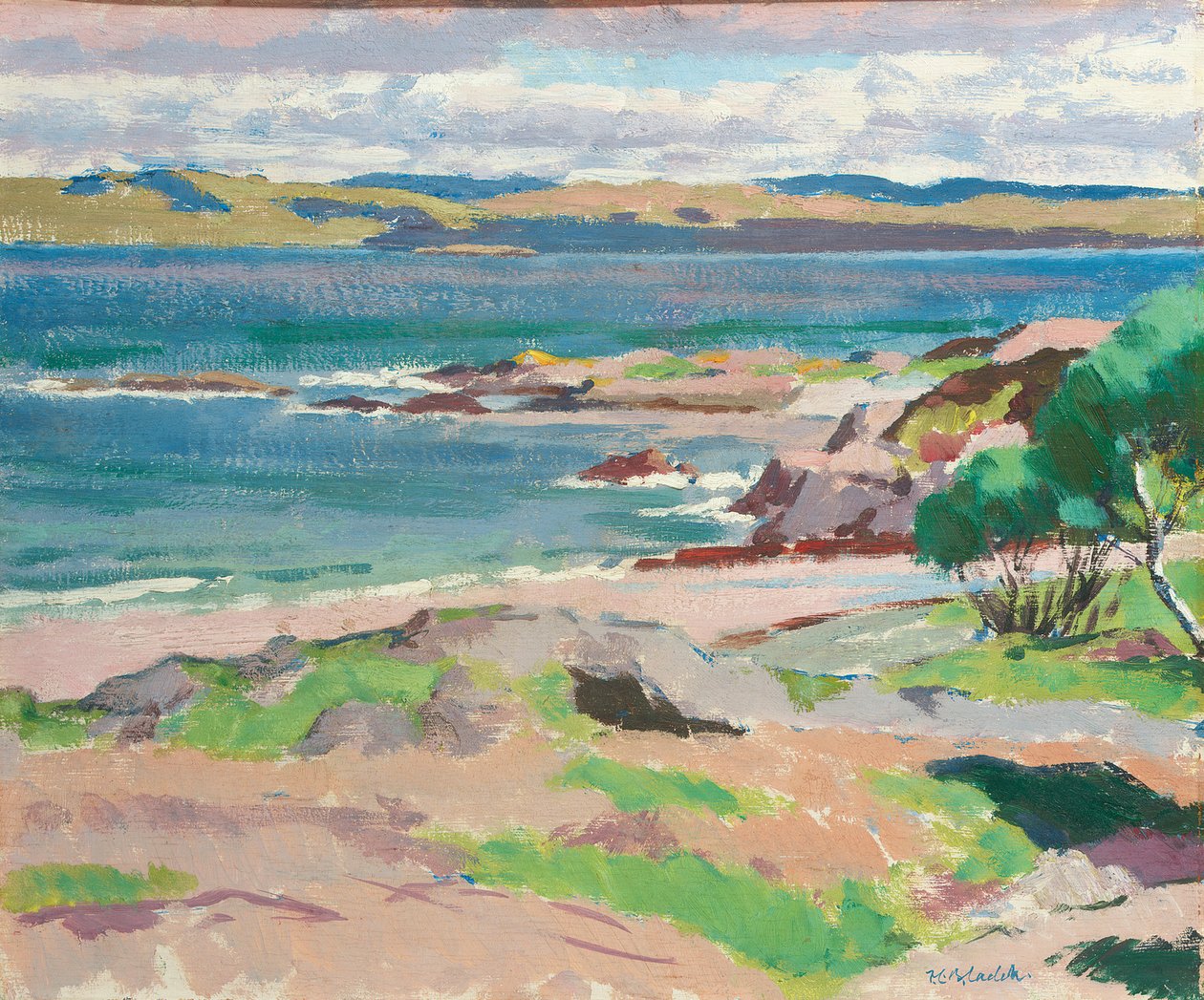 Ross of Mull Traigh Mhorista, Iona (öljy aluksella) tekijältä Francis Campbell Boileau Cadell