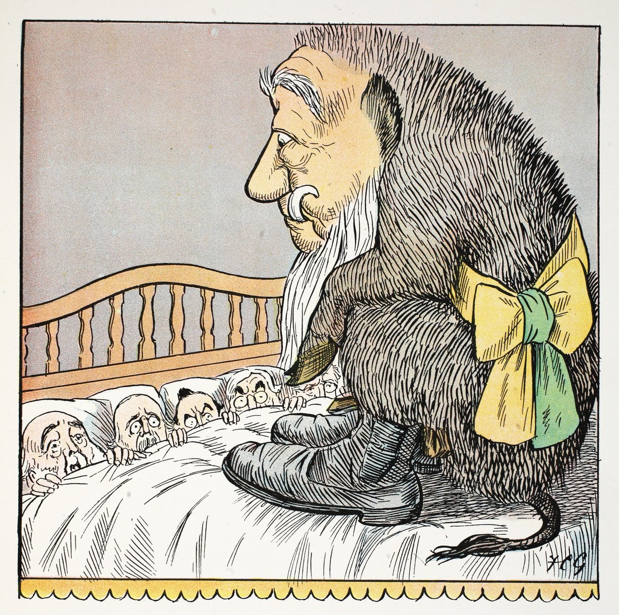 O, kuvitus The Struwwelpeter Alphabetista, Harold Begbien (1871–1929) säe. tekijältä Francis Carruthers Gould
