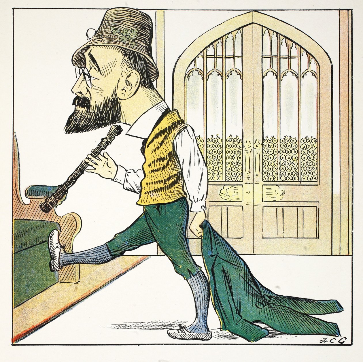 Strong T, kuvitus The Struwwelpeter Alphabetista, säe Harold Begbie (1871–1929) tekijältä Francis Carruthers Gould