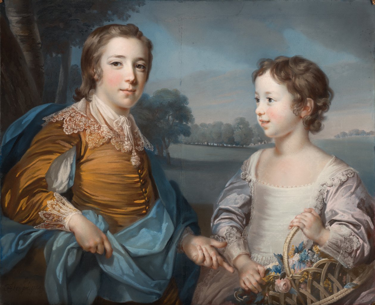 Muotokuva Josephista (1741-1786) ja hänen veljestään John Gulstonista (1750-1764). tekijältä Francis Cotes