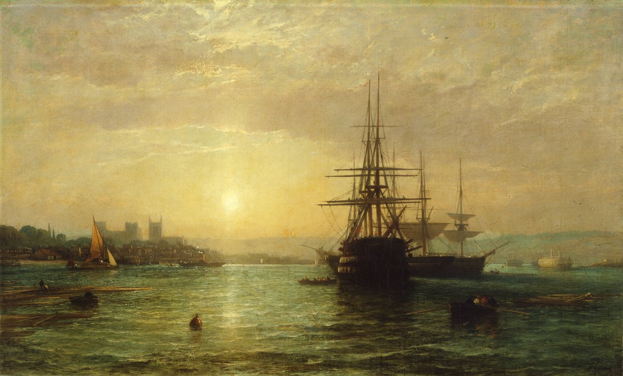 Näkymä Medway-joelle hämärässä (öljy kankaalle) tekijältä Francis Danby