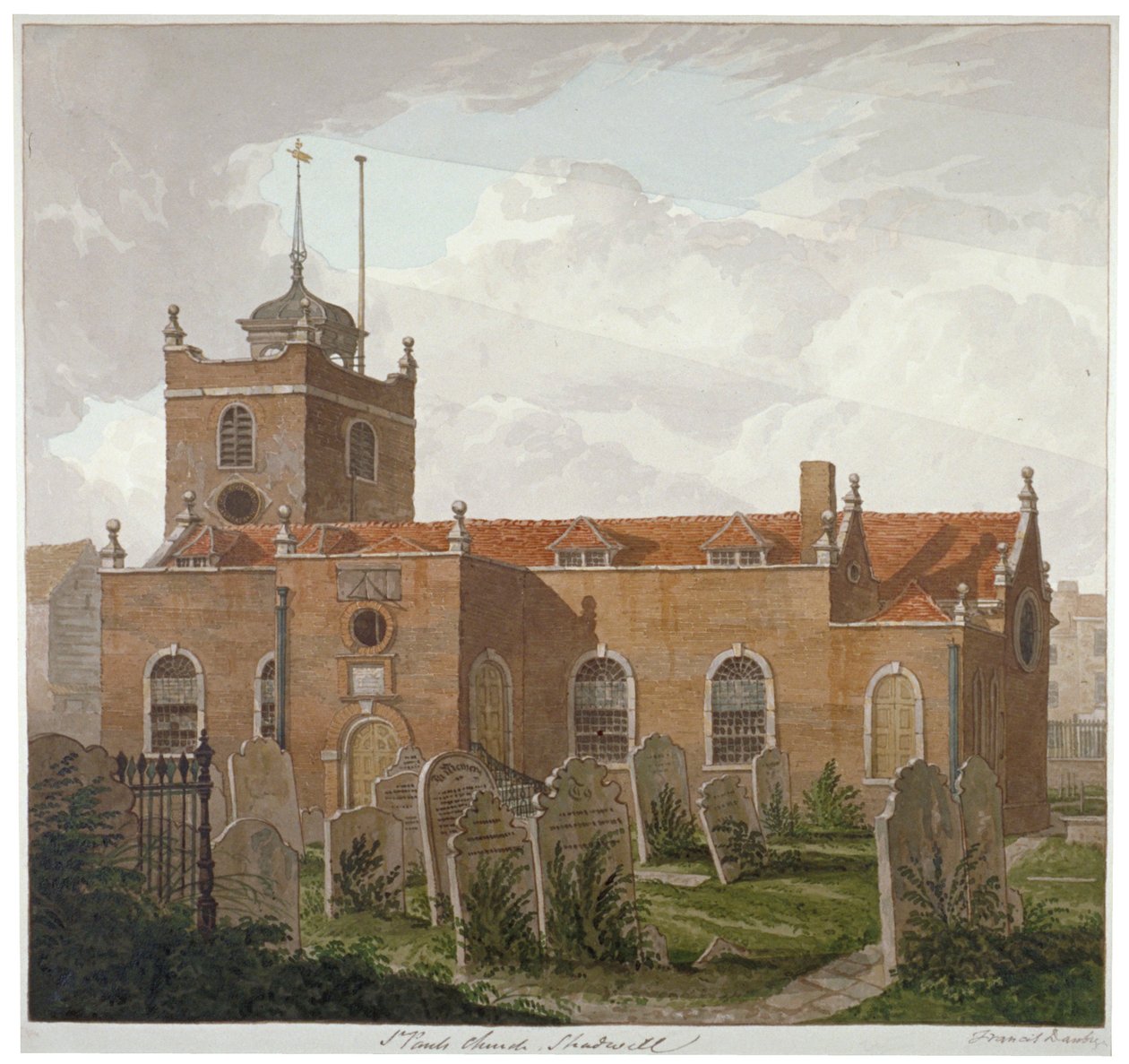 Pyhän Paavalin kirkko, Shadwell, Lontoo, n. 1810 tekijältä Francis Danby