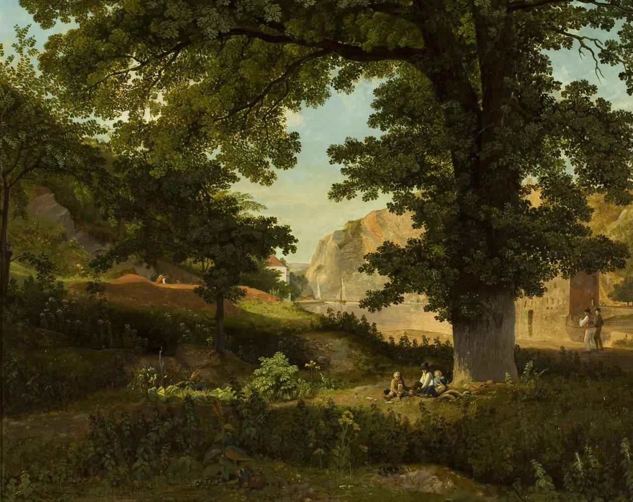 Clifton Rocks, Rownham Fields, n. 1821 (öljy paneelissa) tekijältä Francis Danby