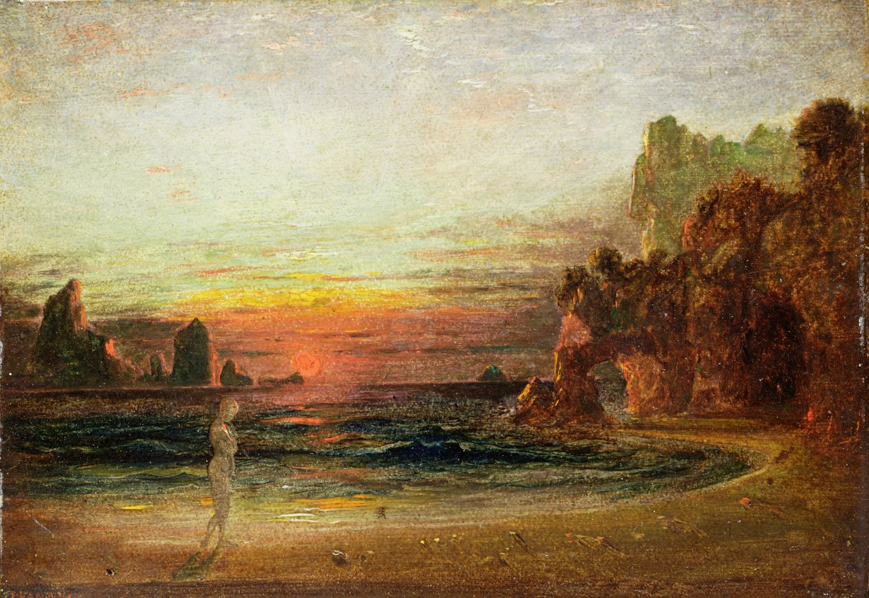 Luonnos "Calypson luola", noin 1843 (öljy paneelille). tekijältä Francis Danby