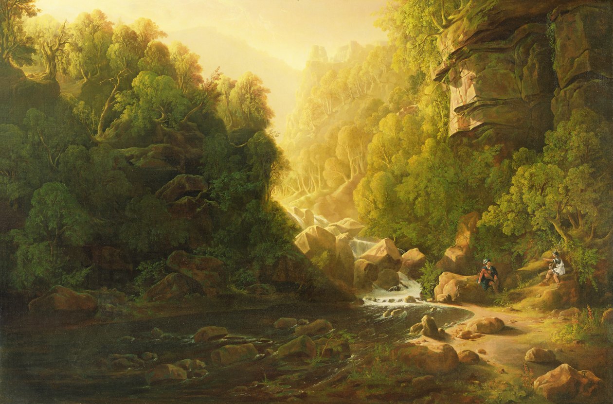The Mountain Torrent, n. 1820-30 (öljy kankaalle) tekijältä Francis Danby