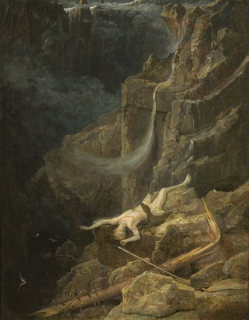 The Precipice, n. 1827 (öljy paneelissa) tekijältä Francis Danby