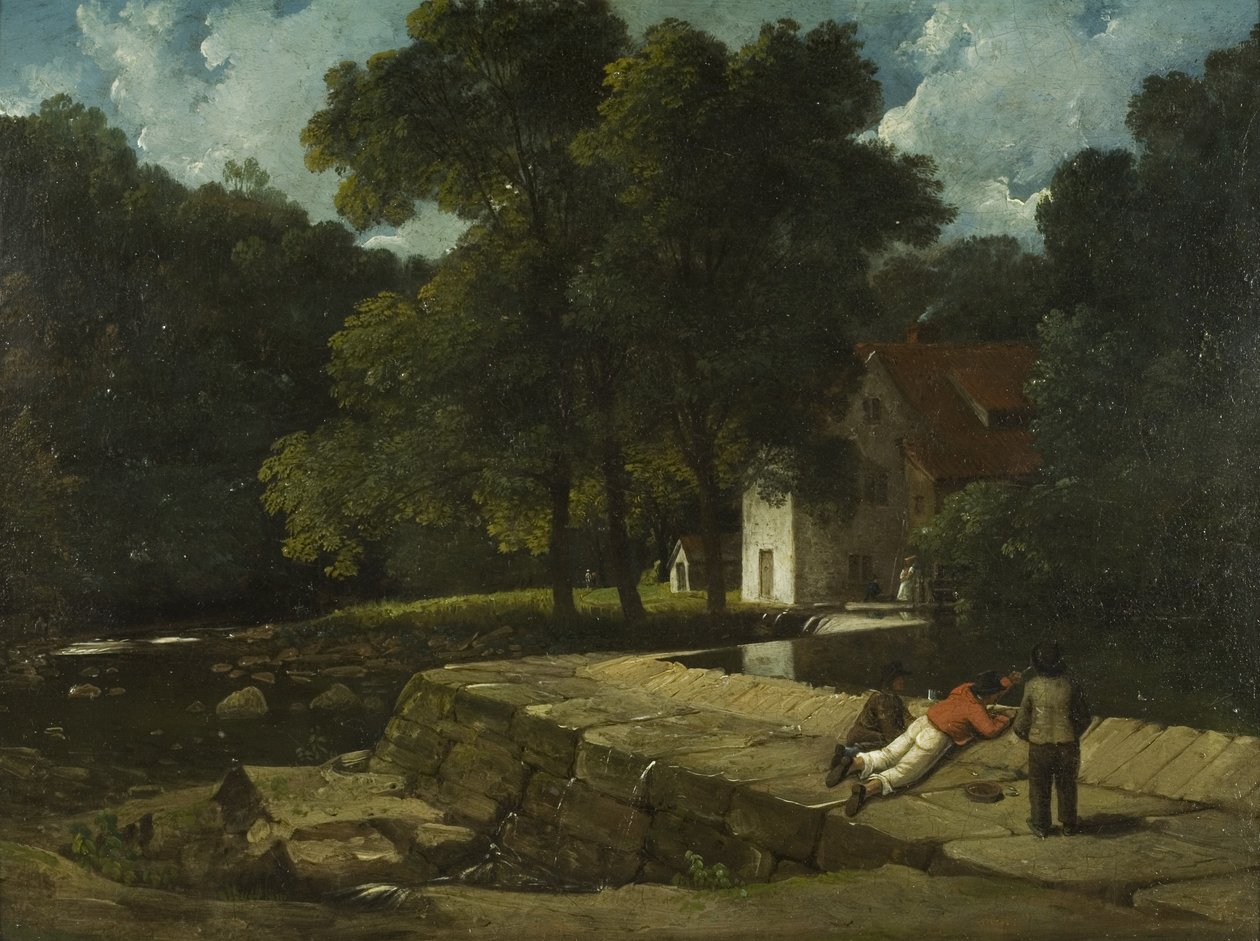 The Snuff Mill, Stapleton, n. 1822 (öljy aluksella) tekijältä Francis Danby