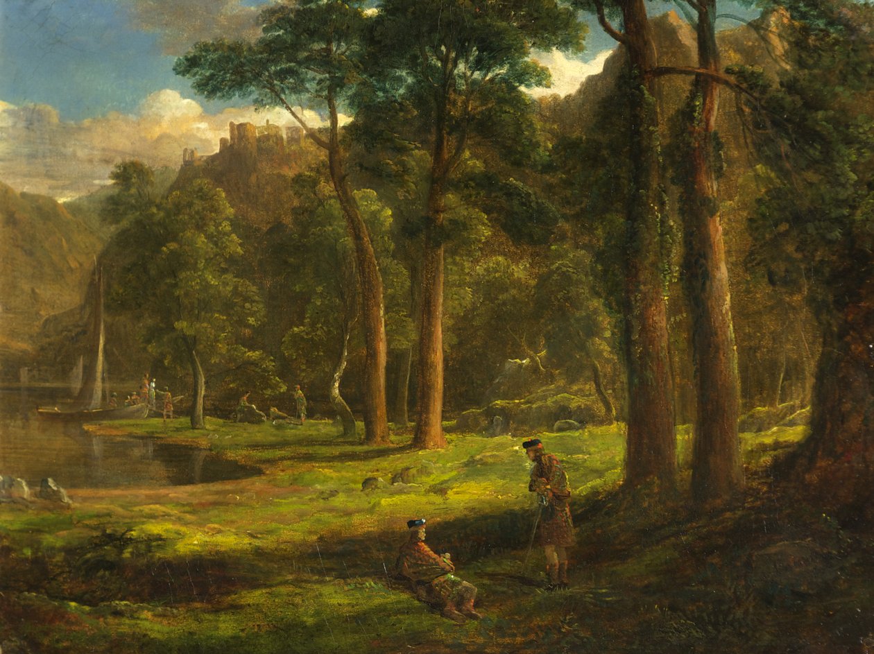 Warriors lepäämässä Mountain Glenissä, n. 1824 (öljy sellulevylle) tekijältä Francis Danby