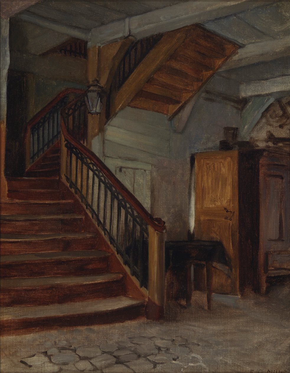 Huoneen sisätilat käämiportaat, 1800-luvun loppu - 1900-luvun alku. tekijältä Francis Davis Millet