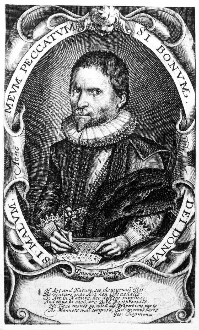 Muotokuva herrasmiehestä, jonka uskotaan olevan Thomas Harriot, n. 1620 tekijältä Francis Delaram