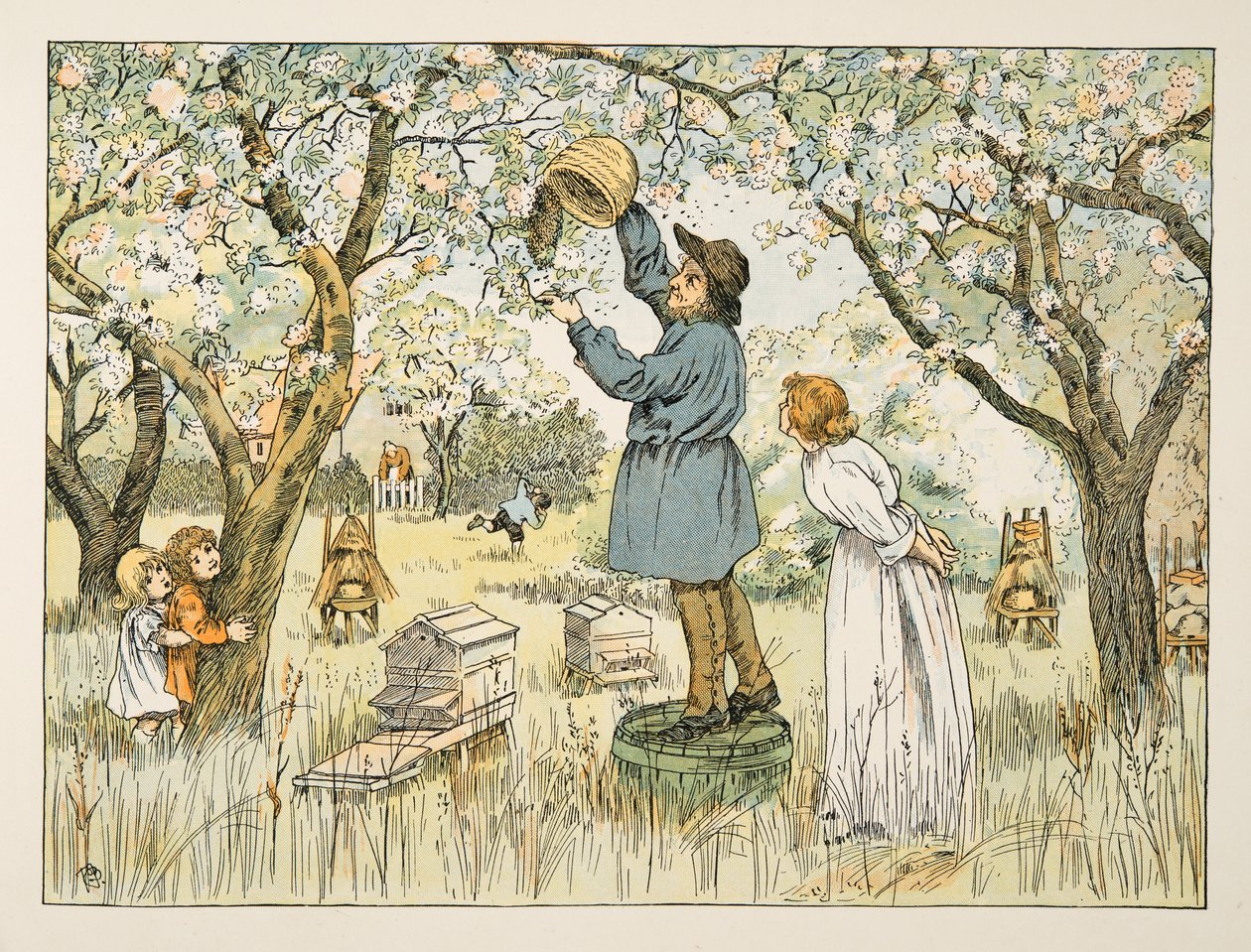 The Bee Farmer, kirjasta Four and Twenty Toilers, pub. 1900 (värilitra) tekijältä Francis Donkin Bedford