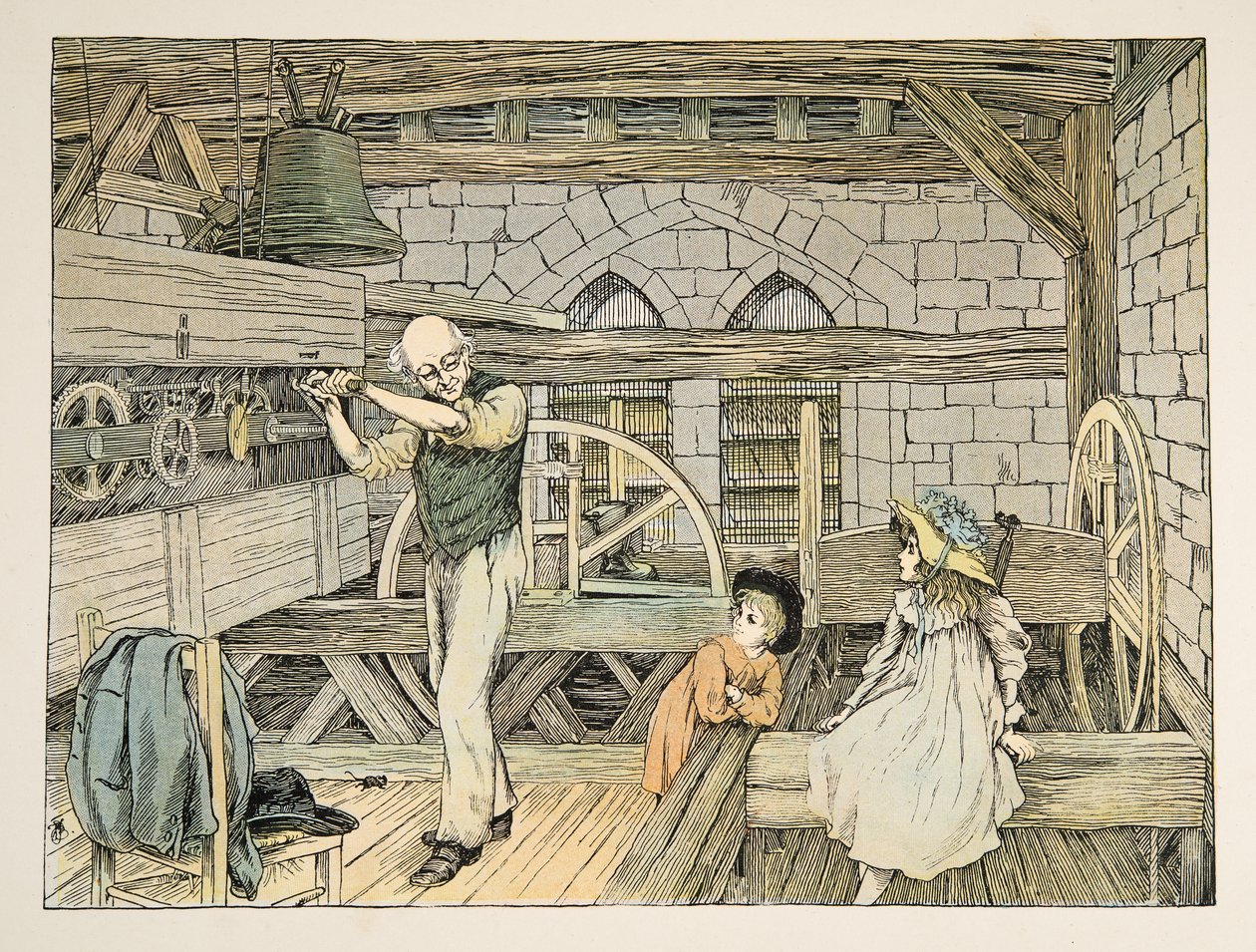 The Clockwinder, kirjasta Four and Twenty Toilers, pub. 1900 (värilitra) tekijältä Francis Donkin Bedford